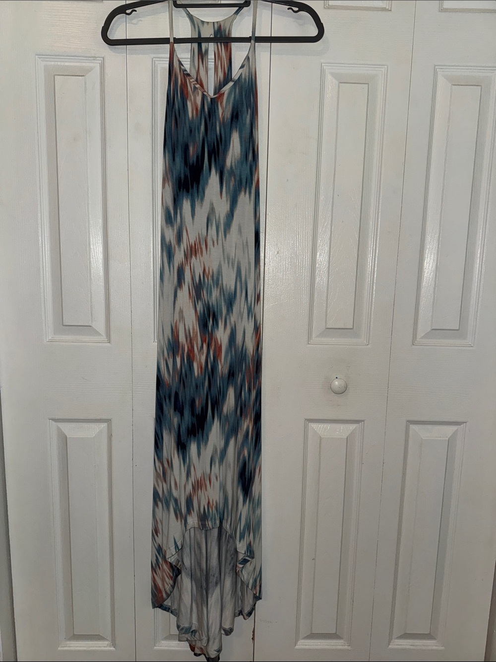 Cynthia Rowley Teal, Rust & Cream Abstract High-Low Maxi Dress Flowing